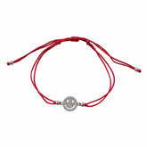 Smiley Face Pave Red Thread Bracelet